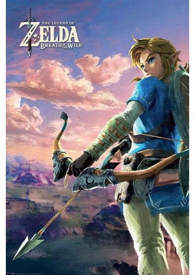 CADRE THE LEGEND OF ZELDA BREATH OF THE WILD LINK AVEC ARC 3 PAR 2 PIEDS  (USAGÉ)